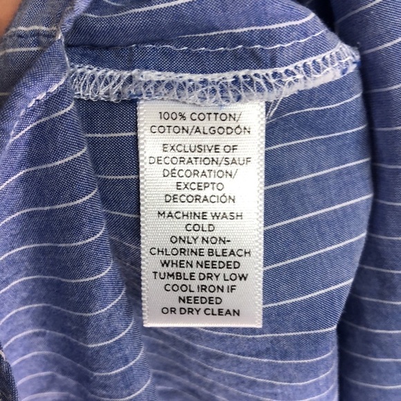 Loft Button Down Striped Floral Embroidered Shirt Blue Small - Picture 5 of 7